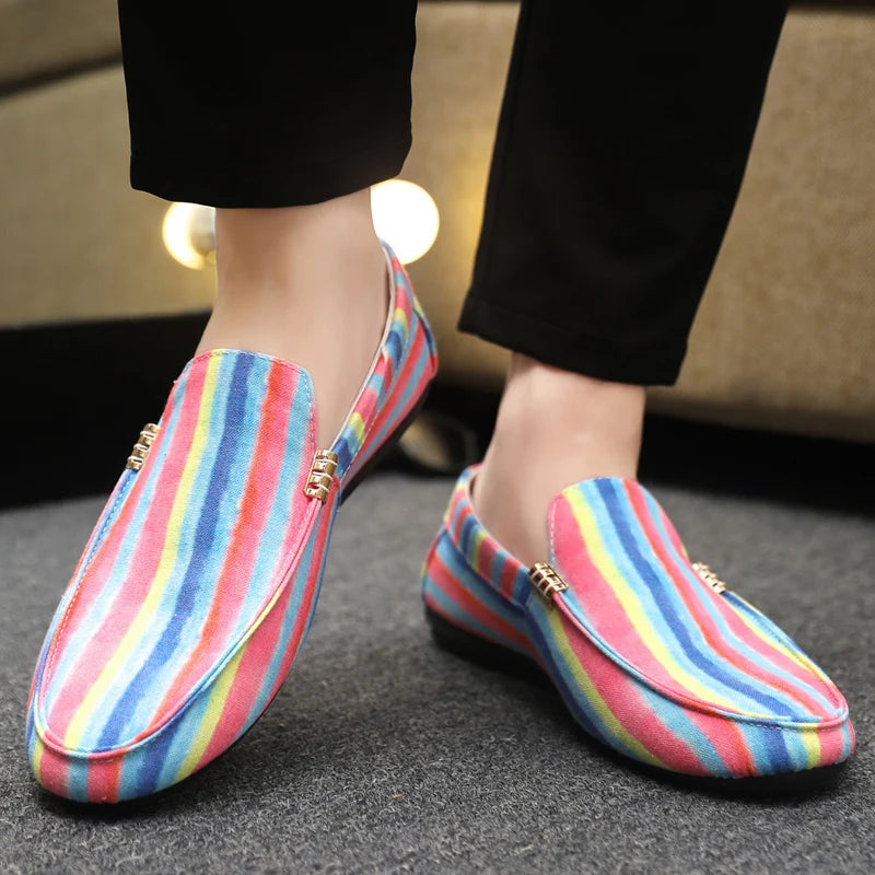 New Fashion Pink Loafers for Men – Comfortable Soft Peas Shoes, Casual Driving Flats, Big Size 46