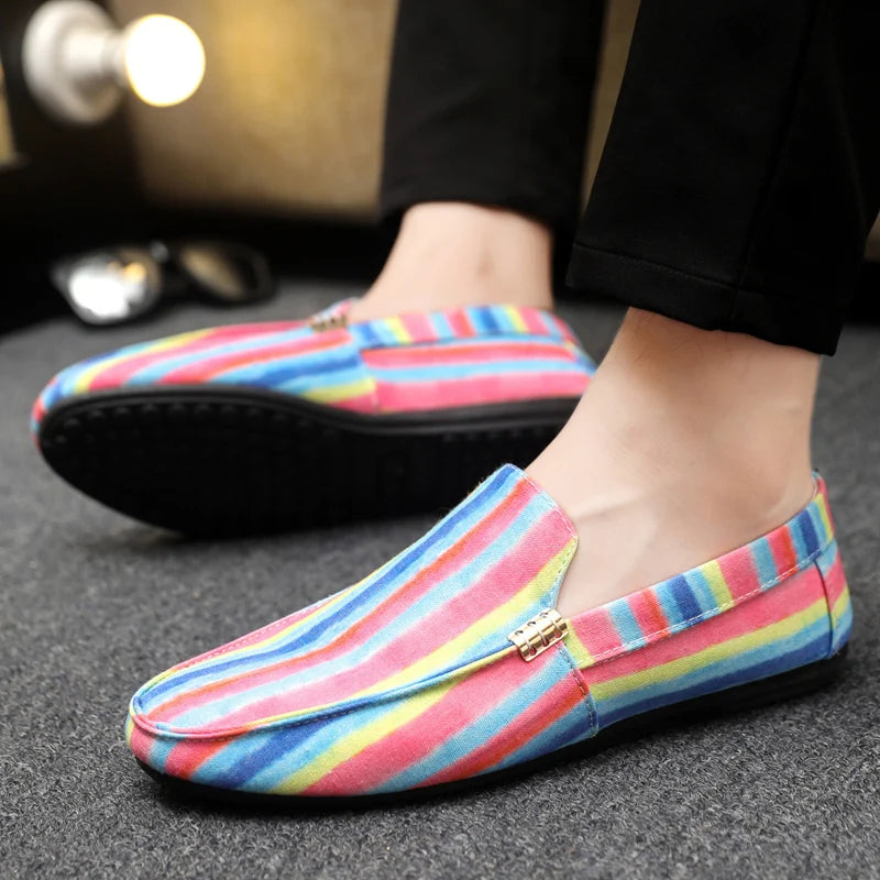 New Fashion Pink Loafers for Men – Comfortable Soft Peas Shoes, Casual Driving Flats, Big Size 46